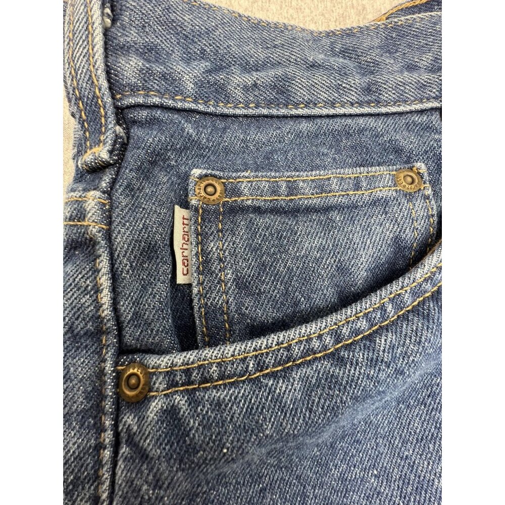 Carhartt Jeans Mens 44x30 Blue Relaxed Fit Flannel Lined Work Denim B172 DST - Picture 4 of 9